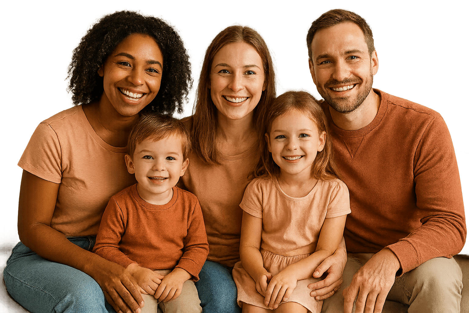 Happy nanny and family illustration